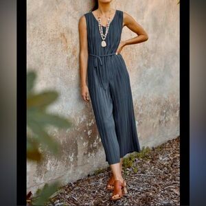 J.jill Pure Jill Elements Pleated Knit Jumpsuit In Black Pearl Small Petite NWT